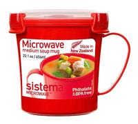 Sistema recipiente para sopa mediano para microondas | Recipiente para alimentos apto para microondas | 656 ml | Sin BPA | Rojo