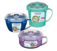 Sistema Recipientes para microondas | Taza para sopa para microondas, bol para gachas y bol para fideos | Recipientes para microondas con válvulas de liberación de vapor | Sin BPA | 3 unidades
