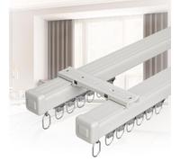 Sistema silencioso de riel para puerta corredera, doble riel de aluminio para separadores de habitaciones, montaje en pared/techo, fácil instalación, diseño moderno, ideal para uso doméstico y de
