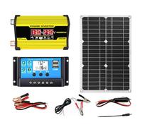 Sistema Solar Completo - Panel Solar 18W 12V Inversor 300W Cargador | Convertidor Solar DC 12V AC 110V/220V Controlador 30A, Cargador de Energía Solar, 2 Puertos USB, Pantalla L, amarillo, Se référer