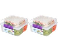 Sistema TO GO Cube Max fiambrera | Recipiente de estilo Bento para guardar alimentos de 2 l con separadores y tarrina para yogur hermética | Sin BPA | colores surtidos (Paquete de 2)