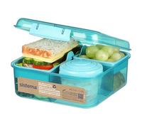 Sistema To Go fiambrera bento | Fiambrera con tarrina para yogur o fruta | Plástico con destino al océano | 1,25 l | Verde Azulado