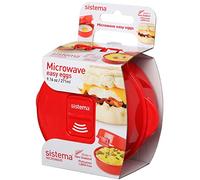 Sistema utensilio para cocinar huevos para microondas | Recipiente para alimentos apto para microondas | 271 ml | Sin BPA | Rojo