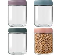 Sitbfoam 4 piezas de tarros de envasado de 500ml con tapa de rosca a prueba de fugas, tarros herméticos para preparación de comida, tarros herméticos para avena de noche, para avena nocturna, muesli