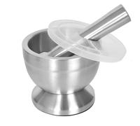 Sitbfoam Juego de morteros con mano de mortero de acero inoxidable 304, apto para alimentos, con tapa de plástico, pequeño molinillo de especias, molinillo de hierbas para especias, pesto o pastas