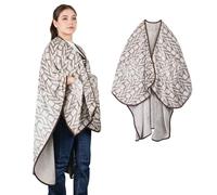 SIVENKE Poncho para mujer con forro de felpa, manta portátil, bufanda de franela, manta cómoda con botones y bolsillos para cama, sofá, oficina, Cuadrado., 140 x 163 cm