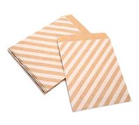 SIXRUN Bolsa Plegable de Papel Kraft para Alimentos, 25 uds., para Dulces, Nueces, Galletas, Aperitivos, Embalaje Marrón Duradero para Tiendas de Aperitivos (rayas diagonales)