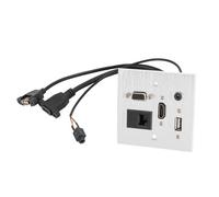 SIXRUN Toma de Pared Multimedia, Aleación de Aluminio 5 en 1 con Puertos USB HD VGA 3.5mm RJ45 para Hogar Hotel Oficina