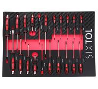 SIXTOL Mechanic Tool Tray 8 | Módulo de herramientas de 21 piezas | Destornillador PH/SL/TORX & precisión | Inserto EVA para carro de taller