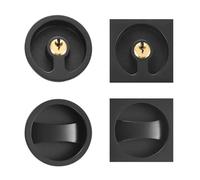 SJLOYNWQ Cerradura de puerta corredera con doble gancho, cerradura oculta empotrada(Black,SQUARE_WITH LOCK)