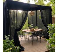 SK Studio Tenda da Sole per Esterno Tende Balcone Impermeabile 2 Paneles | Trasparenti Voile Tende per Esterni per Gazebo, Giardino e Camera da Letto, Nero, 160An x 305Al cm