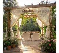 SK Studio Tenda da Sole per Esterno Tende Balcone Impermeabile 2 Paneles | Trasparenti Voile Tende per Esterni per Gazebo, Giardino e Camera da Letto, Beige, 160An x 213Al cm