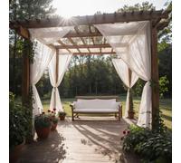 SK Studio Tenda da Sole per Esterno Tende Balcone Impermeabile 2 Paneles | Trasparenti Voile Tende per Esterni per Gazebo, Giardino e Camera da Letto, Bianco, 160An x 213Al cm