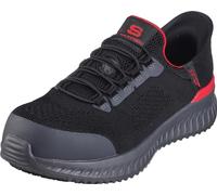 Skechers Tilido Fletchit Comp Toe - Zapatos sin Cordones para Hombre, Negro/Rojo, 45 EU