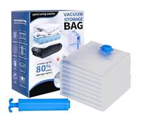 SKERITO Bolsas al vacío para ropa 8 jumbo 100 x 80 cm bolsas de almacenamiento bolsas de viaje al vacío reutilizables con bomba de mano para ropa mantas edredones ropa de cama cojines