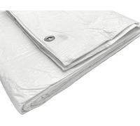 SKIR'CO Lona blanca de 4 x 8 m, impermeable, lámina de 55 g/m2 con ojales, lámina protectora, funda para coche, lona multiusos