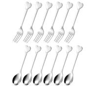 SKISUNO Set de 12 Piezas de Utensilios de Cocina de Acero Inoxidable Cucharas y Tenedores para Aperitivos, Reutilizables y Multifunción para Hogares y Hoteles