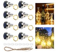 SKJJM 8 Pezzi Luci Solari per Bottiglie A Energia Solare, 2m 20 Led Luci Solari per Bottiglie Diamanti di Vino per Fai Da Te, Festa, Giardino, Matrimonio, Decorazione di Illuminazione per Interni