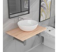 SKM Conjunto de Muebles de baño 2 Piezas cerámica Roble,Mobiliario,Conjuntos de Muebles,Muebles de baño,Marrón,13.15 kg,279328
