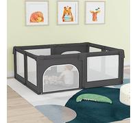 SKM Parque infantil con 2 puertas gris oscuro, tela Oxford, 8,37 kg, 10308, color: gris
