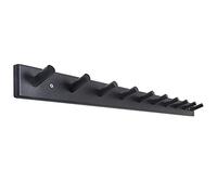 SKOLOO Perchero de madera montado en la pared, gancho de bambú largo de 10 clavijas para colgar mochila, abrigo, toalla, sombrero, 16 pulgadas, agujero a agujero, color negro