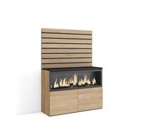 Skraut Home | Aparador | con Almacenamiento | 107x145x35 cm | Dormitorio, habitación | Chimenea eléctrica XXL | Estilo Moderno | Roble