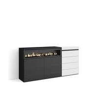 Skraut Home | Aparador | con Almacenamiento | 157x75x35 cm | Dormitorio, habitación | Chimenea eléctrica | Cómoda, Cajonera | Estilo Moderno | Blanco
