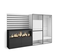 Skraut Home | Aparador | con Almacenamiento | 227x145x35 cm | Dormitorio, habitación | Chimenea eléctrica XXL | Zapatero | Vestidor Abierto | Estilo Moderno | Blanco