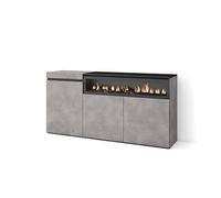 Skraut Home | Aparadores para salón | Gran Capacidad de almacenaje | 150x75x35cm | 3 Puertas | Chimenea eléctrica | Estilo Moderno | Cemento