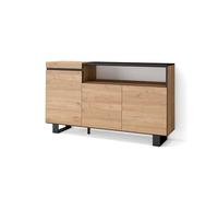 Skraut Home, Mueble Aparador en melamina, 150x35x87cm, Veteado de madera con Tacto poroso, 153x35x87cm Oak/black - b
