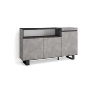 Skraut Home, Mueble Aparador en Melamina, Veteado de madera con Tacto poroso, 153x35x87cm, color Gris Cemento Cement - b