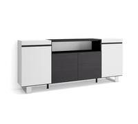 Skraut Home, Mueble Aparador en Melamina, 203x35x87cm, Veteado de madera con Tacto poroso, color Blanco y Negro White/black - c
