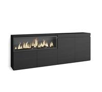 Skraut Home | Aparadores para salón | Gran Capacidad de almacenaje | 210 | 4 Puertas | Chimenea eléctrica XXL | Estilo Moderno | Negro