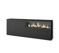 Skraut Home | Aparadores para salón | Gran Capacidad de almacenaje | 210 | 4 Puertas | Chimenea eléctrica XXL | Estilo Moderno | Negro