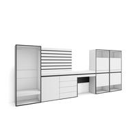 Zapatero Skraut Home, Vestidor abierto, Cómoda, Cajonera, Listones, Tocador, 357x35x145cm, Varios colores White