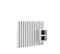 Skraut Home, Cabecero con mesitas, Listones Decorativos, 133x3x107cm, Cama de 80,90,110cm, Varios colores disponibles White