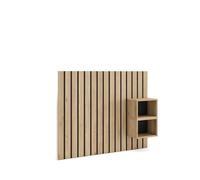 Skraut Home, Cabecero con mesitas, Listones Decorativos, 133x3x107cm, Cama de 80,90,110cm, Varios colores disponibles Oak