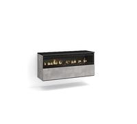 Skraut Home - Chimenea eléctrica LED efecto 3d - Sin Calor - 102x45x35cm - 1 Hueco, 1 Puerta - Colgado, Suspendido Cement/black
