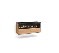 Skraut Home - Chimenea eléctrica LED efecto 3d - Sin Calor - 102x45x35cm - 1 Hueco, 1 Puerta - Colgado, Suspendido OAK/BLACK