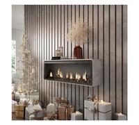 Skraut Home, Chimenea eléctrica LED XXL, Sin Calor, 107x38x25cm, Salón, Comedor, Estilo Moderno Cemento
