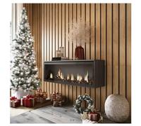 Skraut Home, Chimenea eléctrica LED XXL, Sin Calor, 107x38x25cm, Salón, Comedor, Estilo Moderno BLACK