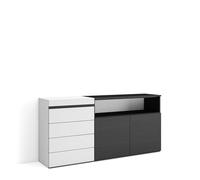 Skraut Home, Cómoda, cajonera de cuatro cajones, Mueble Auxiliar, 157x35x75cm, Con almacenamiento, Estilo Moderno, Varios colores disponibles Black & White
