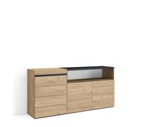Skraut Home | Cómoda, Cajonera | Mueble Auxiliar | 157x75x35 cm | Dormitorio, habitación | con Almacenamiento | Estilo Moderno | Roble