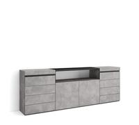 Skraut Home, Cómoda, doble cajonera con 4 cajones, Mueble Auxiliar, medidas totales 214x35x75cm, Con almacenamiento, Varios colores Cement