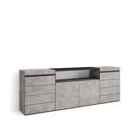 Cómoda Skraut Home, doble cajonera con 4 cajones, Mueble Auxiliar, medidas totales 214x35x75cm, Con almacenamiento, Varios colores Cement