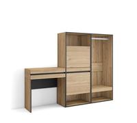 Skraut Home, Consola entrada, mueble con cajón, organizador de zapatos, 190x35x145cm, Recibidor, Zapatero, Vestidor abierto, Estilo Moderno Oak