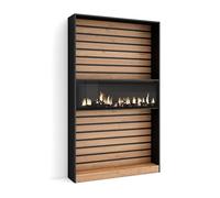 Skraut Home, Estantería, Librería, 110x25x186cm, Fuego XXL Led, Veteado de madera tacto poroso, Varios colores Oak/black + fire