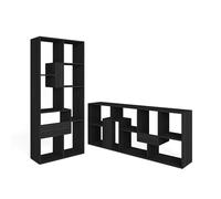 Skraut Home - Librería estantería - Estanteria libros de pared - 67x31x162cm - Con Almacenaje - Estilo Moderno Black