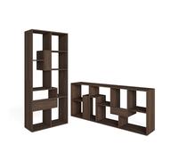 Skraut Home, Librería estantería, Estanteria libros de pared, 67x31x162cm, Con Almacenaje, Estilo Moderno, Roble oscuro Dark oak