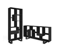 Skraut Home, Librería estantería, Estanteria libros de pared, 67x31x174cm, Diseño industrial, Estilo Moderno, Negro Black